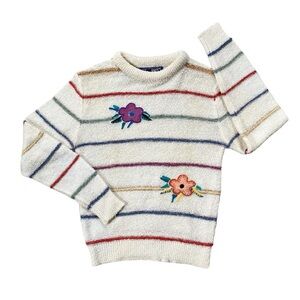 Vintage 20 Ans Knits By Mariea Kim Striped Floral Sweater